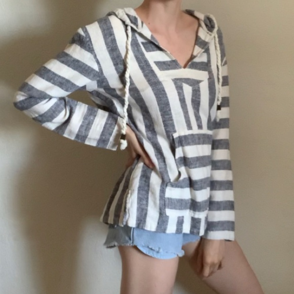 Forever 21 Beachy Hooded Striped Pullover